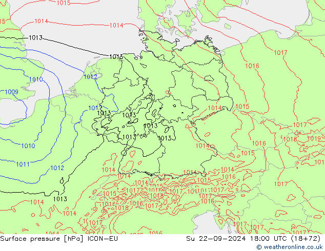 Luchtdruk (Grond) ICON-EU zo 22.09.2024 18 UTC