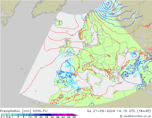 降水 ICON-EU 星期六 21.09.2024 15 UTC