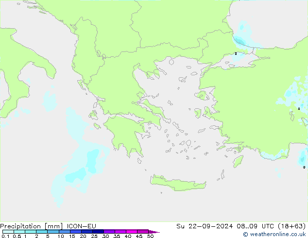 Srážky ICON-EU Ne 22.09.2024 09 UTC