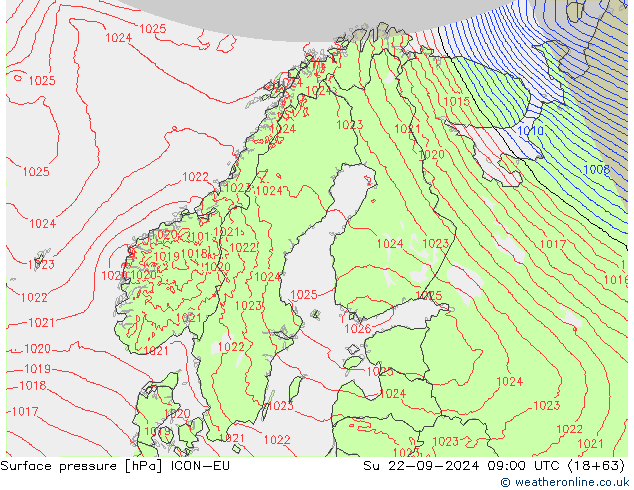 ciśnienie ICON-EU nie. 22.09.2024 09 UTC