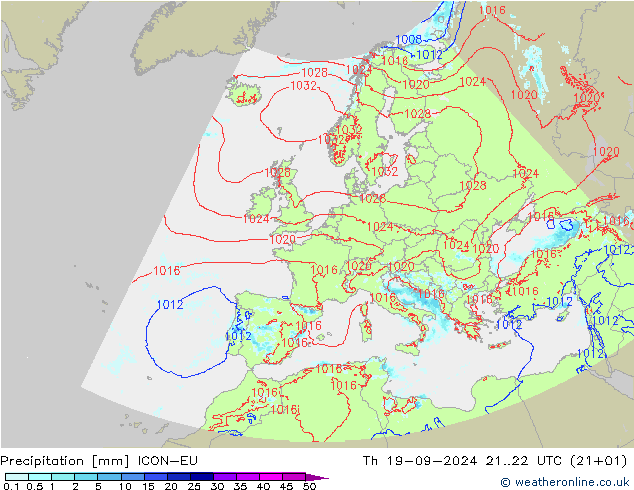 Precipitation ICON-EU Th 19.09.2024 22 UTC