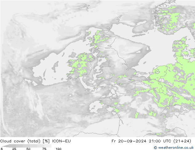 Wolken (gesamt) ICON-EU Fr 20.09.2024 21 UTC