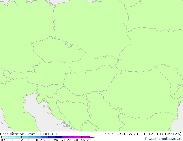 Srážky ICON-EU So 21.09.2024 12 UTC