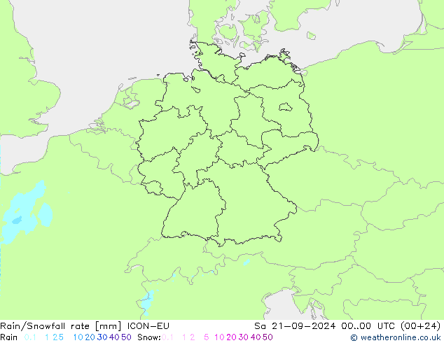 Rain/Snowfall rate ICON-EU sam 21.09.2024 00 UTC