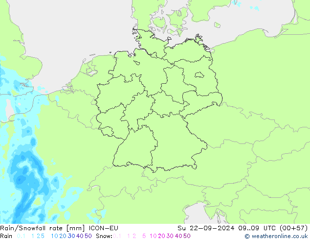 Rain/Snowfall rate ICON-EU Su 22.09.2024 09 UTC