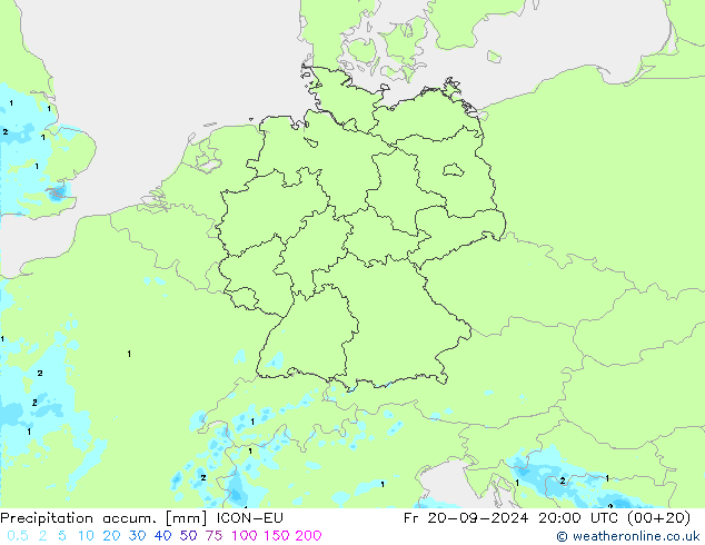 Nied. akkumuliert ICON-EU Fr 20.09.2024 20 UTC