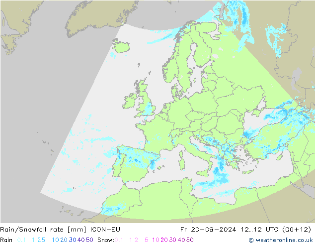 Rain/Snowfall rate ICON-EU  20.09.2024 12 UTC