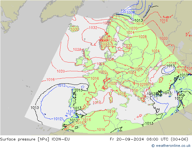 Luchtdruk (Grond) ICON-EU vr 20.09.2024 06 UTC