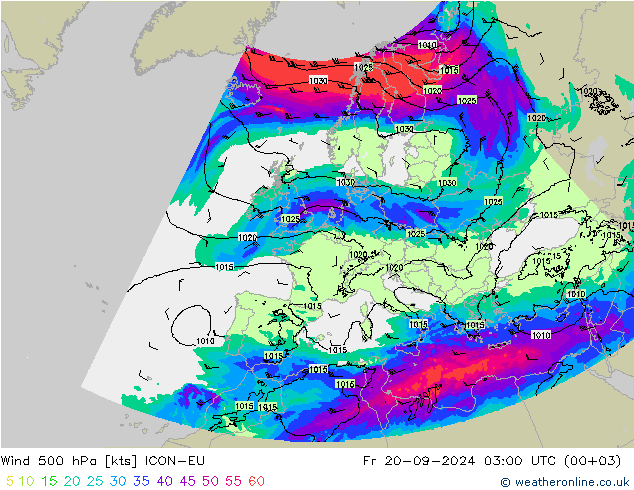 Rüzgar 500 hPa ICON-EU Cu 20.09.2024 03 UTC