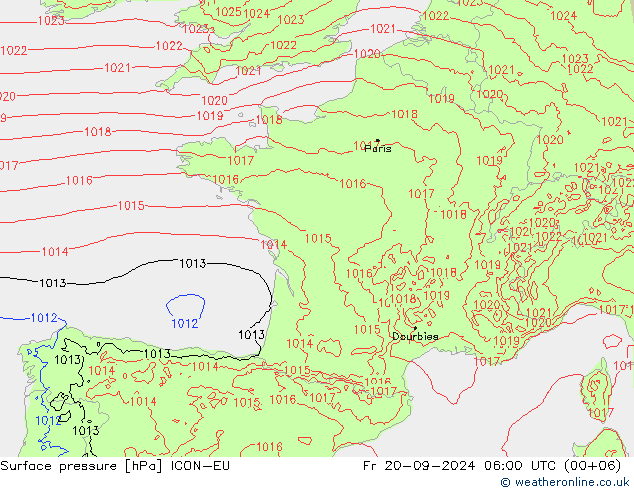 Bodendruck ICON-EU Fr 20.09.2024 06 UTC