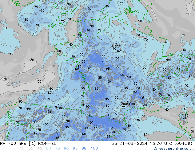 RH 700 hPa ICON-EU So 21.09.2024 15 UTC