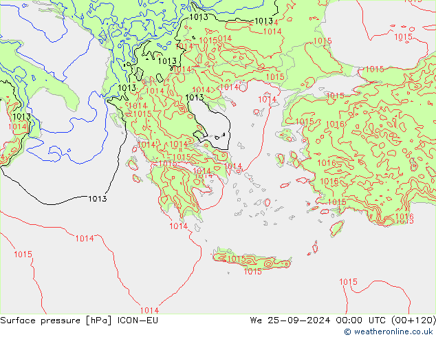 Pressione al suolo ICON-EU mer 25.09.2024 00 UTC