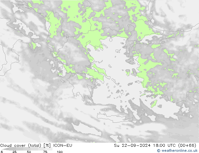 zachmurzenie (suma) ICON-EU nie. 22.09.2024 18 UTC