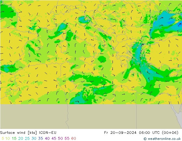 Bodenwind ICON-EU Fr 20.09.2024 06 UTC