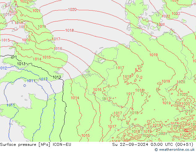 Bodendruck ICON-EU So 22.09.2024 03 UTC