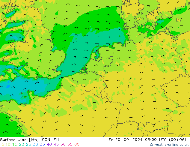 Bodenwind ICON-EU Fr 20.09.2024 06 UTC