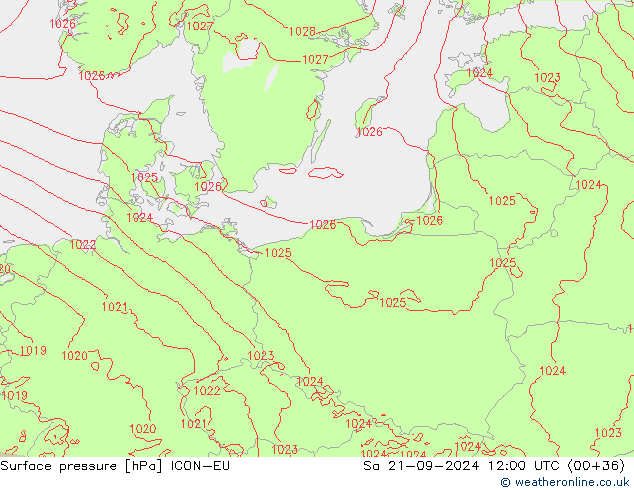 Luchtdruk (Grond) ICON-EU za 21.09.2024 12 UTC