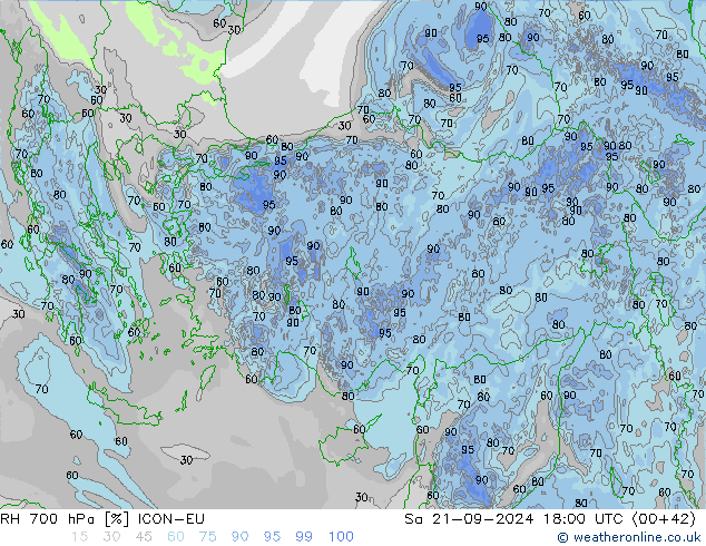 Humidité rel. 700 hPa ICON-EU sam 21.09.2024 18 UTC