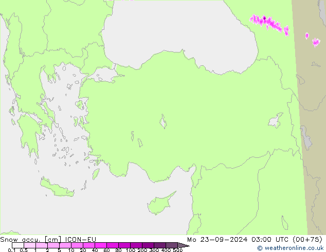 Snow accu. ICON-EU  23.09.2024 03 UTC