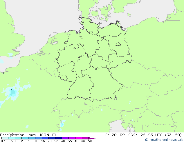 Précipitation ICON-EU ven 20.09.2024 23 UTC