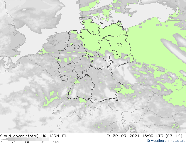 Bulutlar (toplam) ICON-EU Cu 20.09.2024 15 UTC