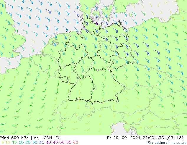 Wind 500 hPa ICON-EU Fr 20.09.2024 21 UTC