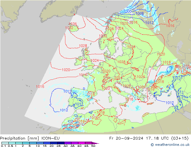 Srážky ICON-EU Pá 20.09.2024 18 UTC