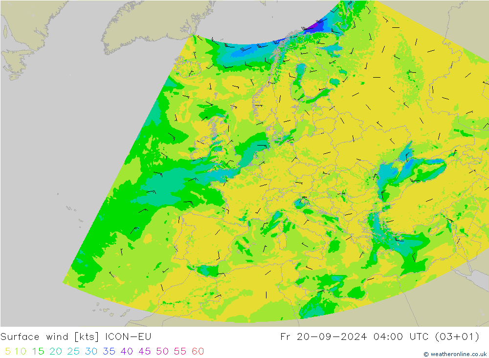 风 10 米 ICON-EU 星期五 20.09.2024 04 UTC