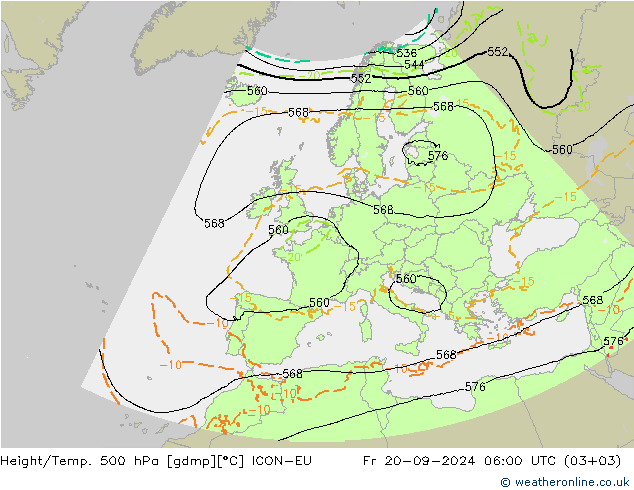 Height/Temp. 500 hPa ICON-EU Fr 20.09.2024 06 UTC