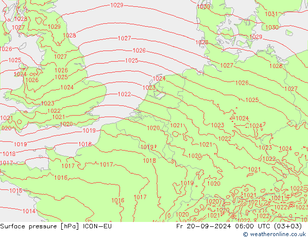 Bodendruck ICON-EU Fr 20.09.2024 06 UTC