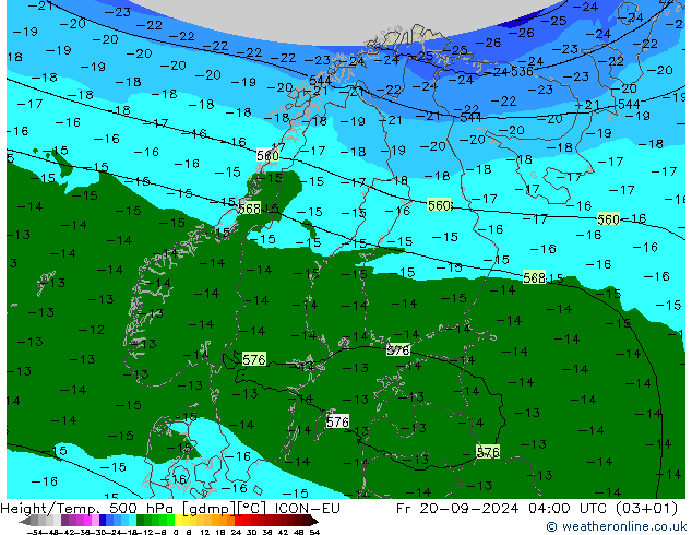 Hoogte/Temp. 500 hPa ICON-EU vr 20.09.2024 04 UTC