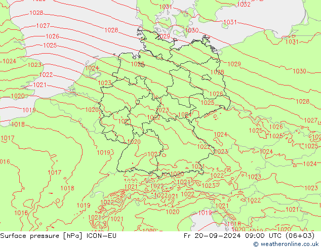 Bodendruck ICON-EU Fr 20.09.2024 09 UTC