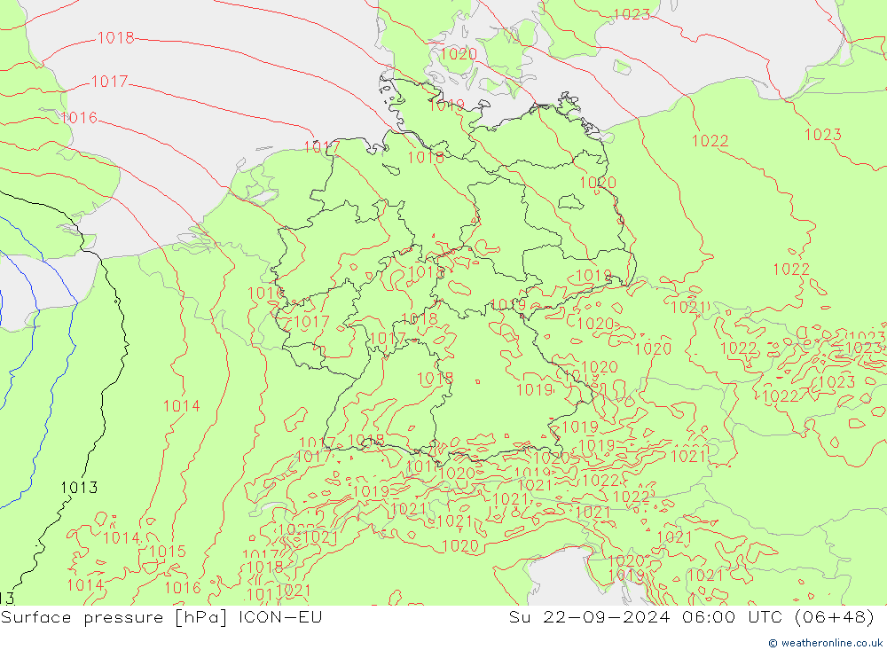 Bodendruck ICON-EU So 22.09.2024 06 UTC