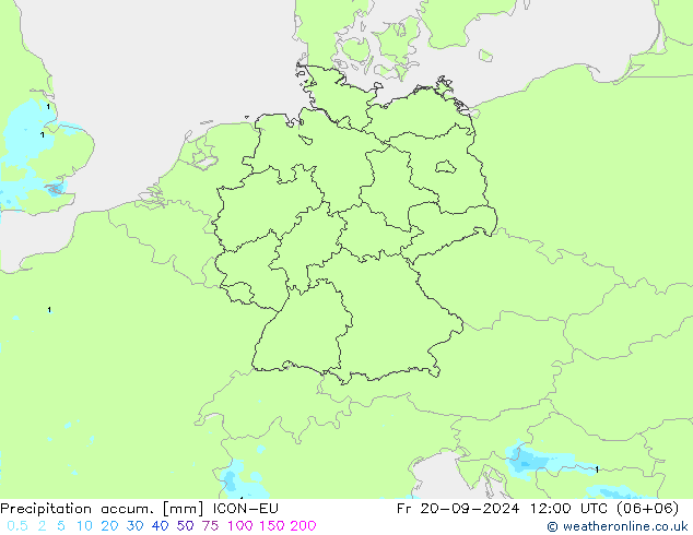 Precipitación acum. ICON-EU vie 20.09.2024 12 UTC