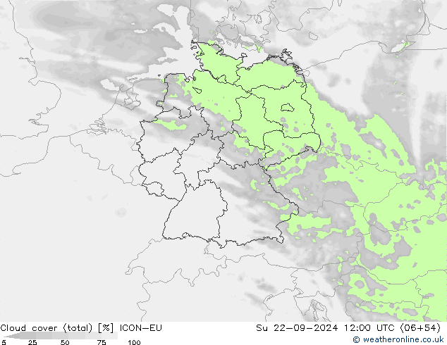 Bulutlar (toplam) ICON-EU Paz 22.09.2024 12 UTC