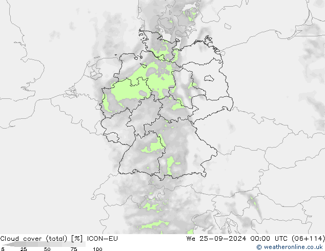 Bewolking (Totaal) ICON-EU wo 25.09.2024 00 UTC