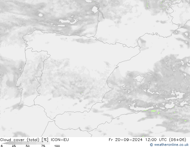 Cloud cover (total) ICON-EU Fr 20.09.2024 12 UTC