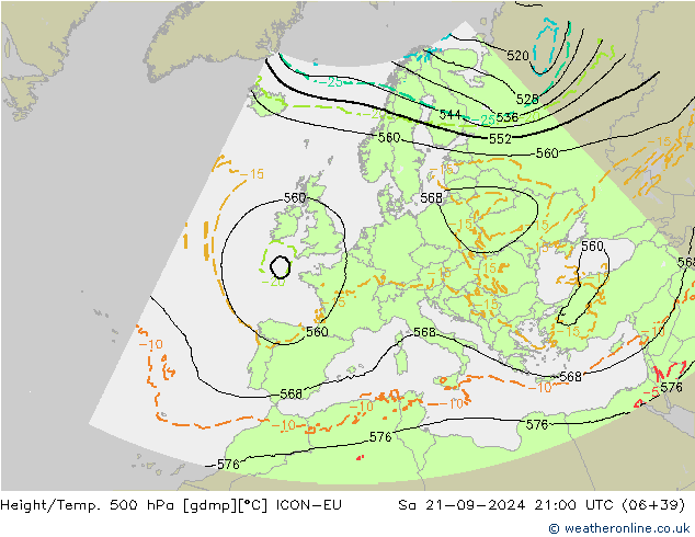 Height/Temp. 500 hPa ICON-EU So 21.09.2024 21 UTC