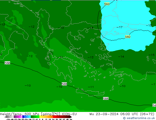 Height/Temp. 500 hPa ICON-EU Po 23.09.2024 06 UTC