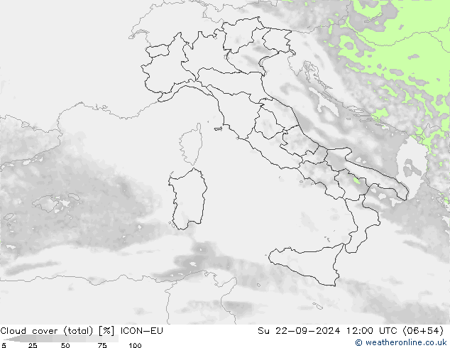 Nubi (totali) ICON-EU dom 22.09.2024 12 UTC