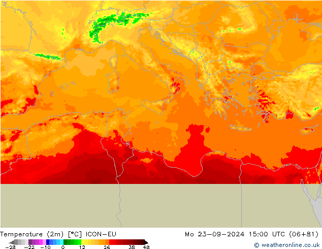 Temperatura (2m) ICON-EU lun 23.09.2024 15 UTC