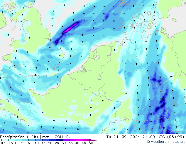 Nied. akkumuliert (12Std) ICON-EU Di 24.09.2024 09 UTC