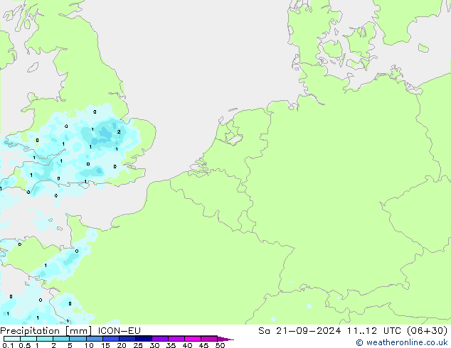 Precipitación ICON-EU sáb 21.09.2024 12 UTC