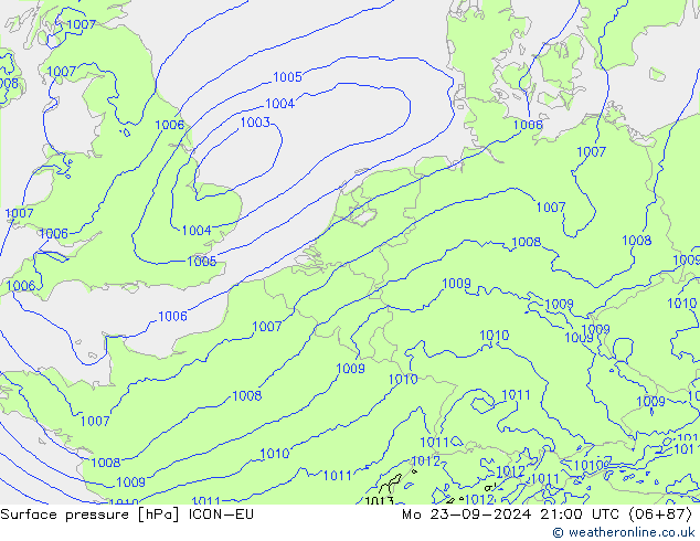 Atmosférický tlak ICON-EU Po 23.09.2024 21 UTC