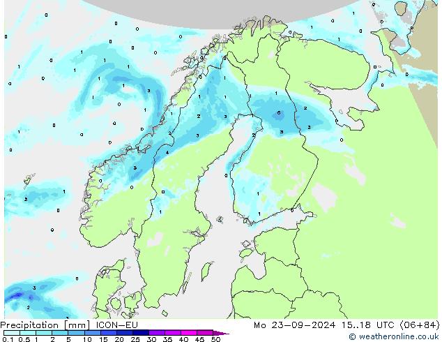 Precipitazione ICON-EU lun 23.09.2024 18 UTC