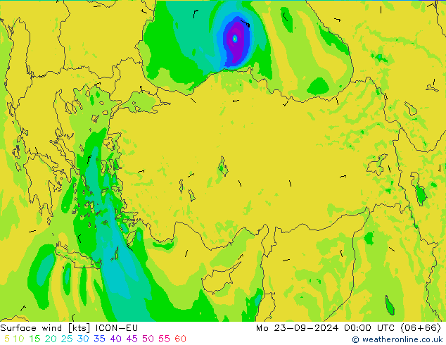 Vent 10 m ICON-EU lun 23.09.2024 00 UTC