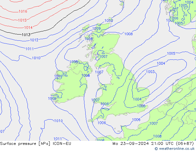 Bodendruck ICON-EU Mo 23.09.2024 21 UTC