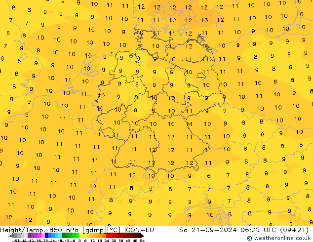 Height/Temp. 850 hPa ICON-EU Sa 21.09.2024 06 UTC