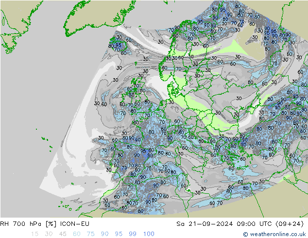 RH 700 hPa ICON-EU So 21.09.2024 09 UTC