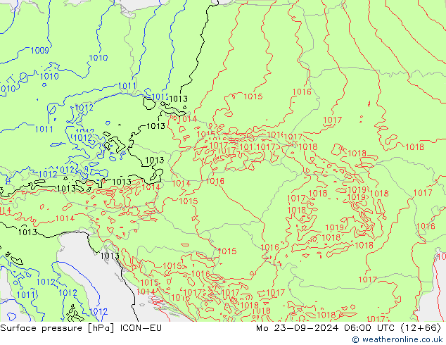 Surface pressure ICON-EU Mo 23.09.2024 06 UTC